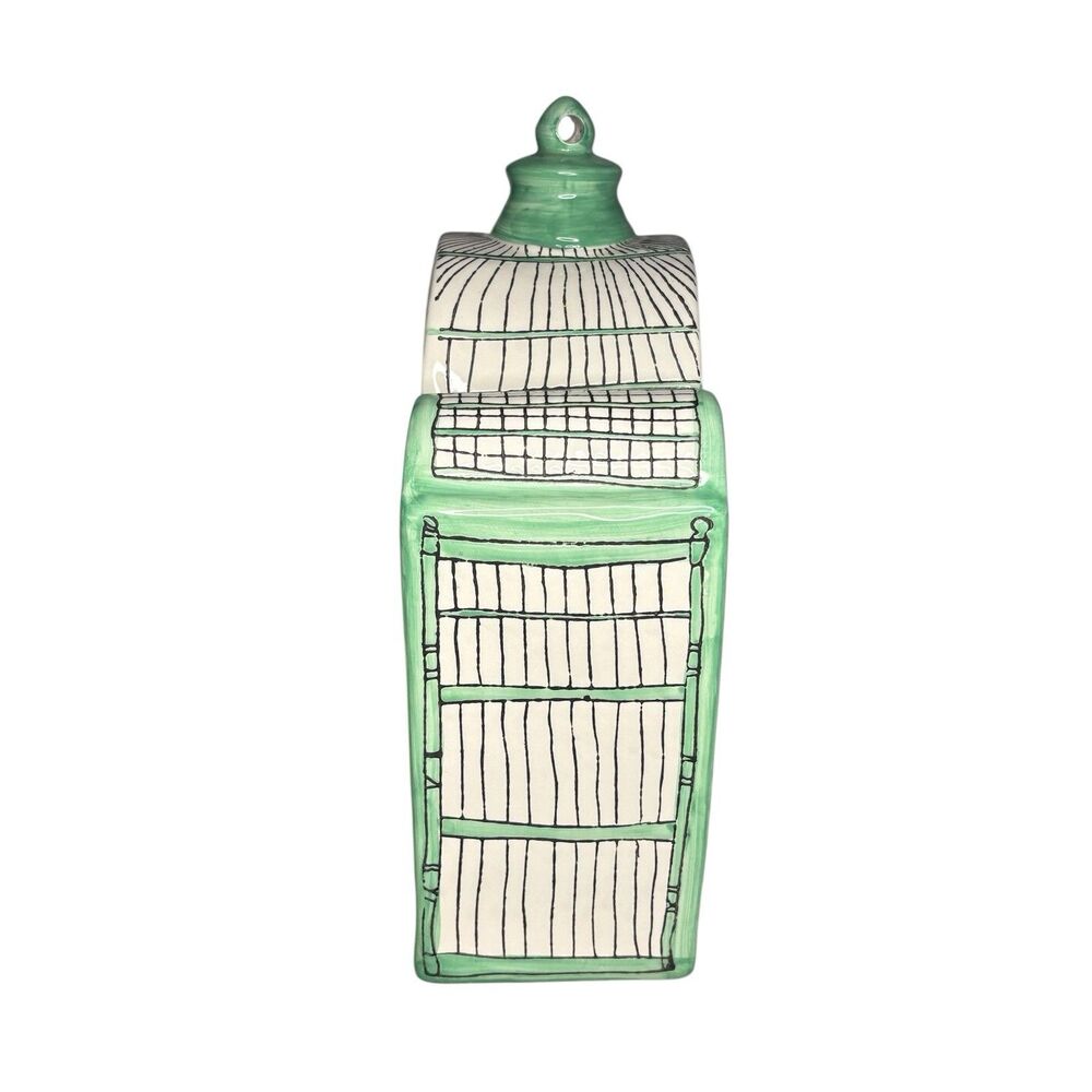 Molly Hatch Trompe-l'Oeil Ceramic Birdhouse Bird Cage Large Birdcage Signed RARE - Picture 4 of 9
